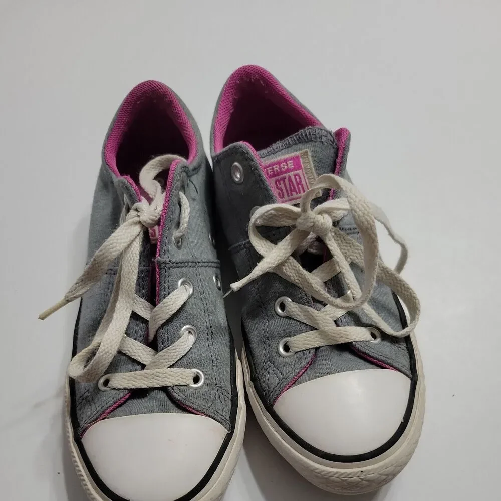 Converse All Star Shoes Girl 2 Grey Purple Low Top Jersey Canvas Comfort Sneaker
